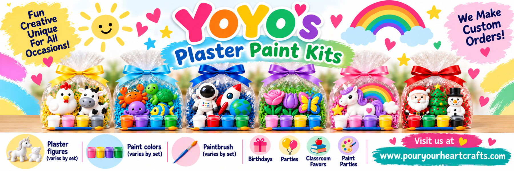 YoYo’s Plaster Paint Kits — fun, creative, unique plaster paint kits for all occasions. Custom orders available.